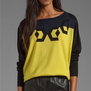 Diane Von Furstenberg Yellow and Black Sweater